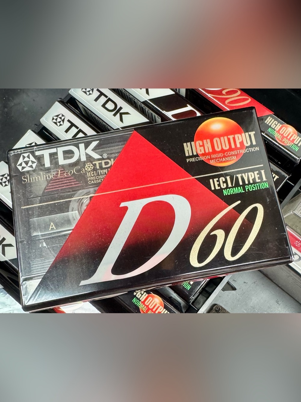 TDK D60 High Output Type I Normal Position Audio Cassette - Black/Red